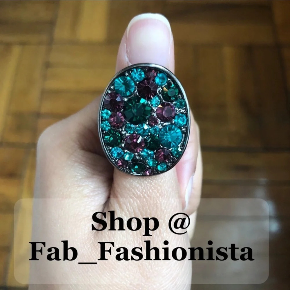 Gemstone Oval Stretch Statement Ring - image 5